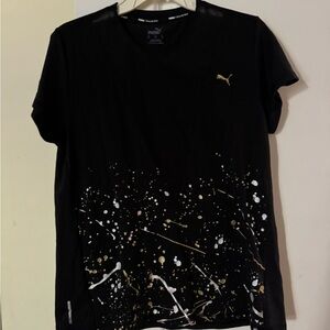 Puma  Black and Gold Splatter T-